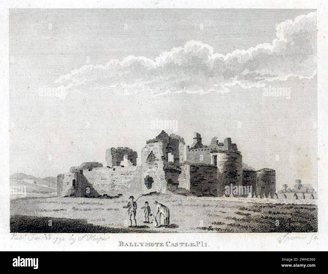 Ballymote Castle 2, Sligo, 1792. Stockfoto