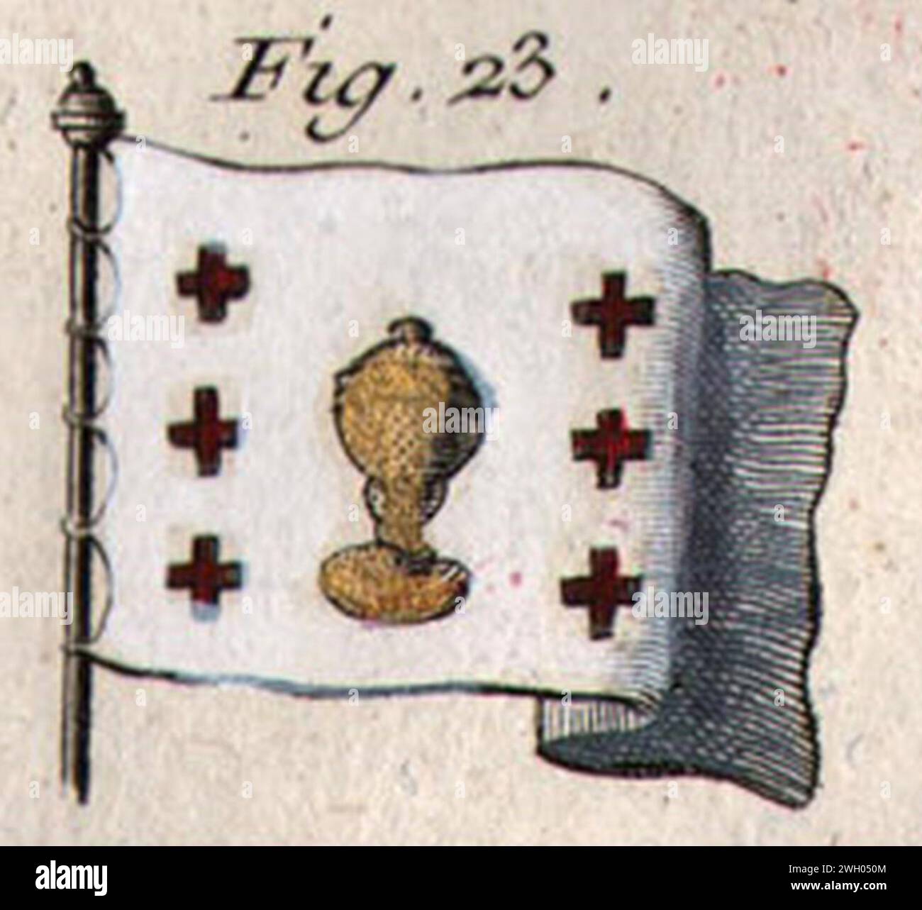 Bandeira da Galiza em gravura de Robert Benard (1787). Stockfoto