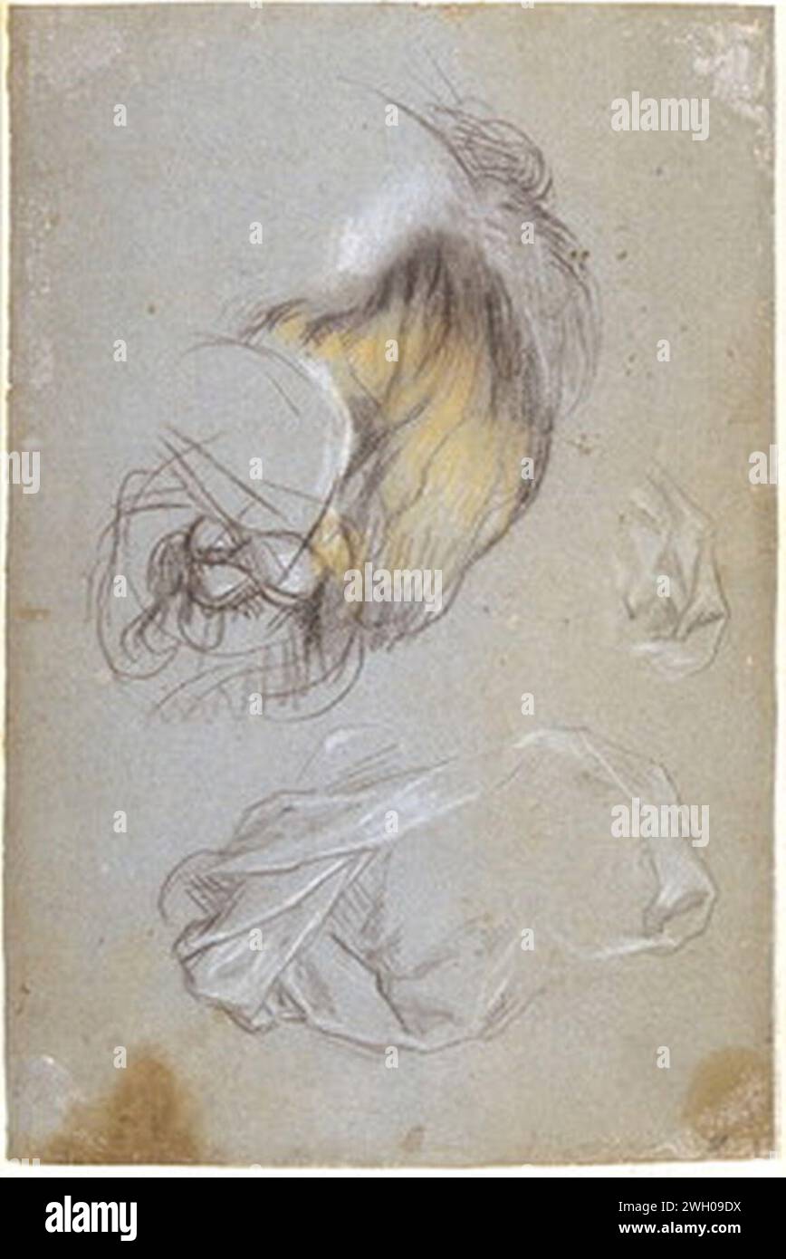 Barocci - Männliche Figur, Detailstudien von Hand und Fuß, kk0353 094. Stockfoto