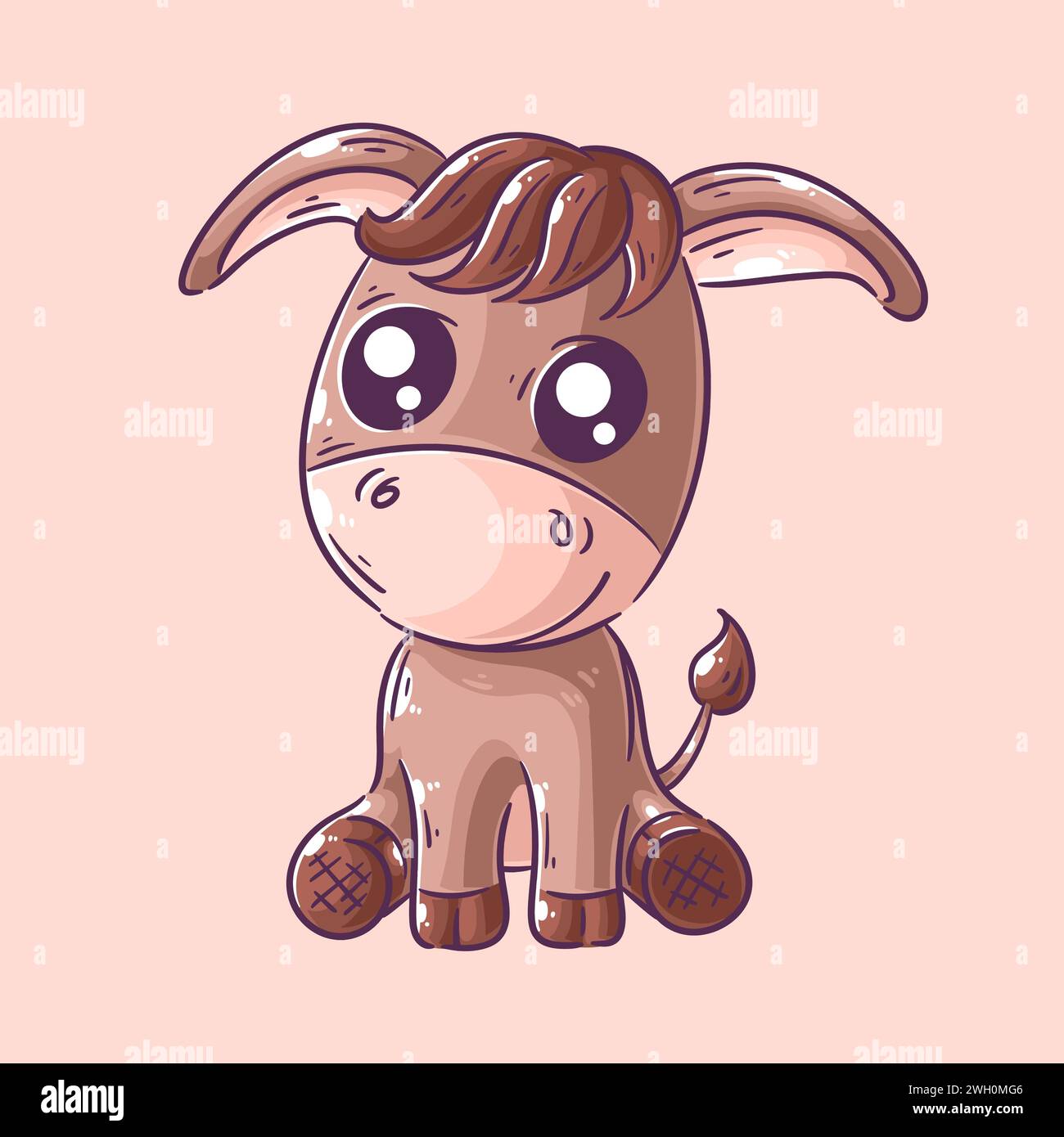 Der süße Esel sitzt Cartoon-Vektor Stock Vektor