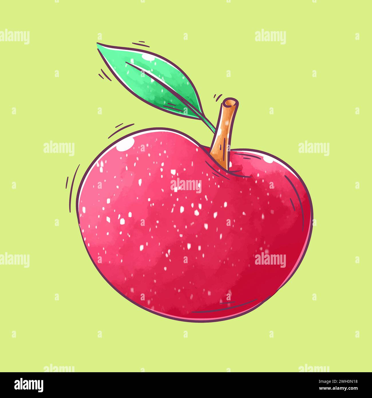Hand gezeichneter Apfel-Cartoon-Vektor Stock Vektor