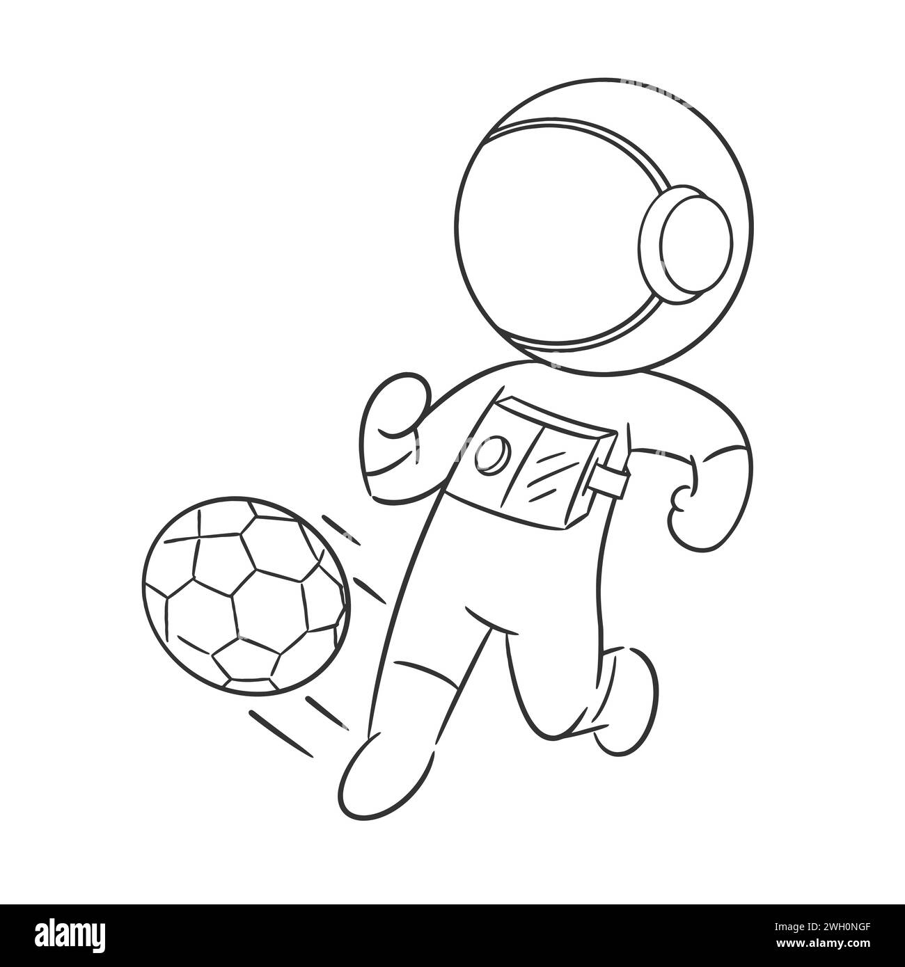 Astronauten sind begeistert, Fußball zu spielen, um sich zu färben Stock Vektor