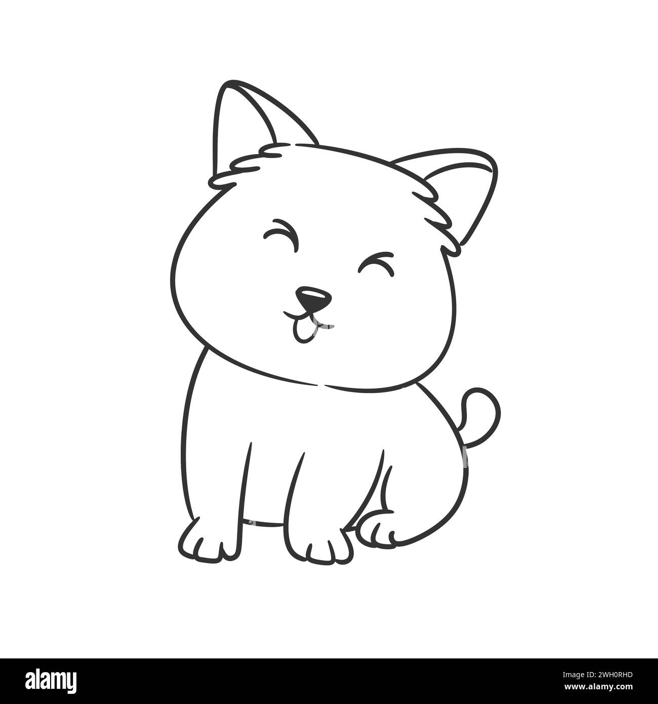 Niedliches Hündchen sitzt und lächelt zum Färben Stock Vektor