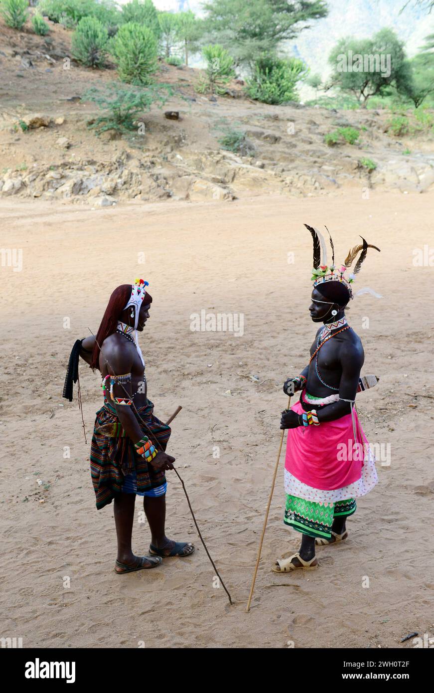 Samburu-Krieger (morans) in der Region South Horr im Norden Kenias. Stockfoto