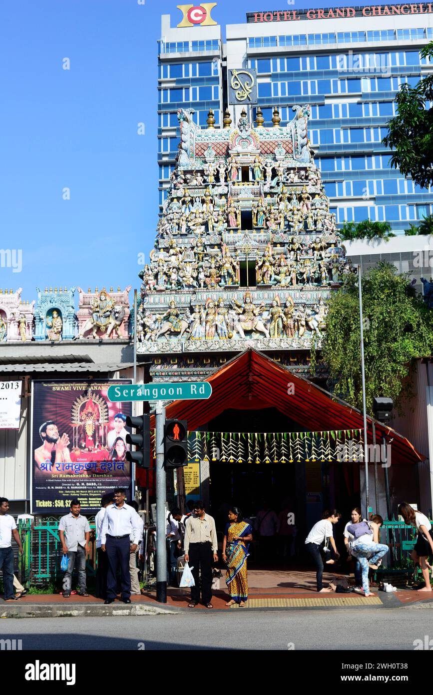 Sri Veeramakaliamman Tempel in Little India, Singapur. Stockfoto