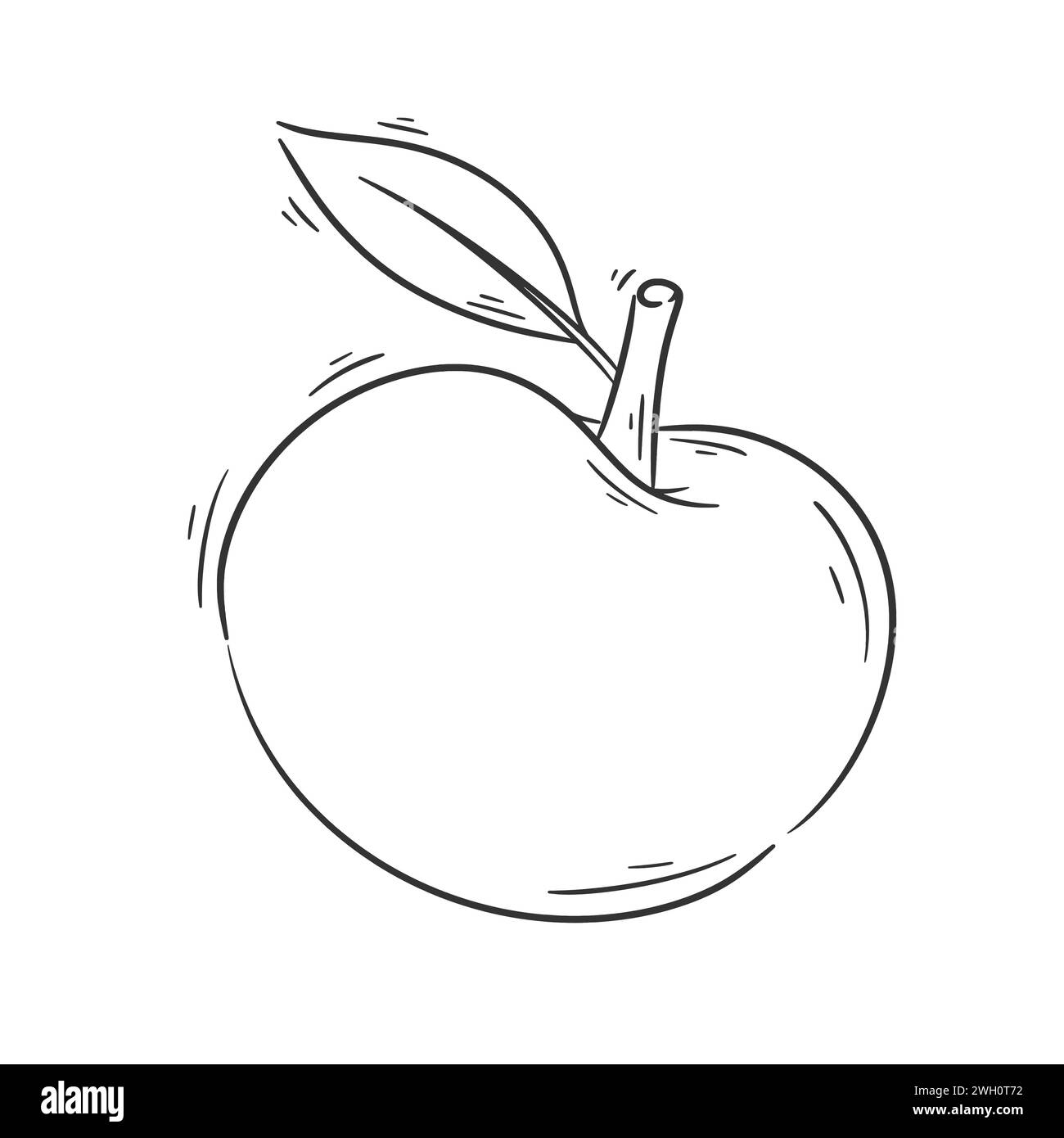 Hand gezeichneter Apfel-Karikaturvektor zum Färben Stock Vektor