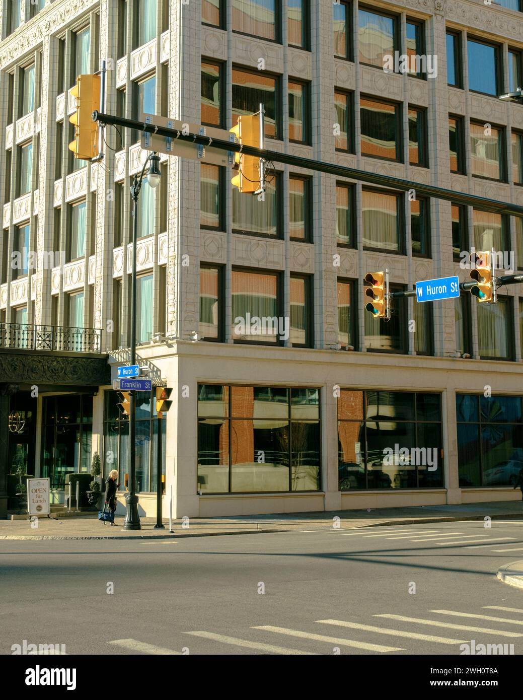 Kreuzung von Huron Street und Franklin Street im Zentrum von Buffalo, New York Stockfoto