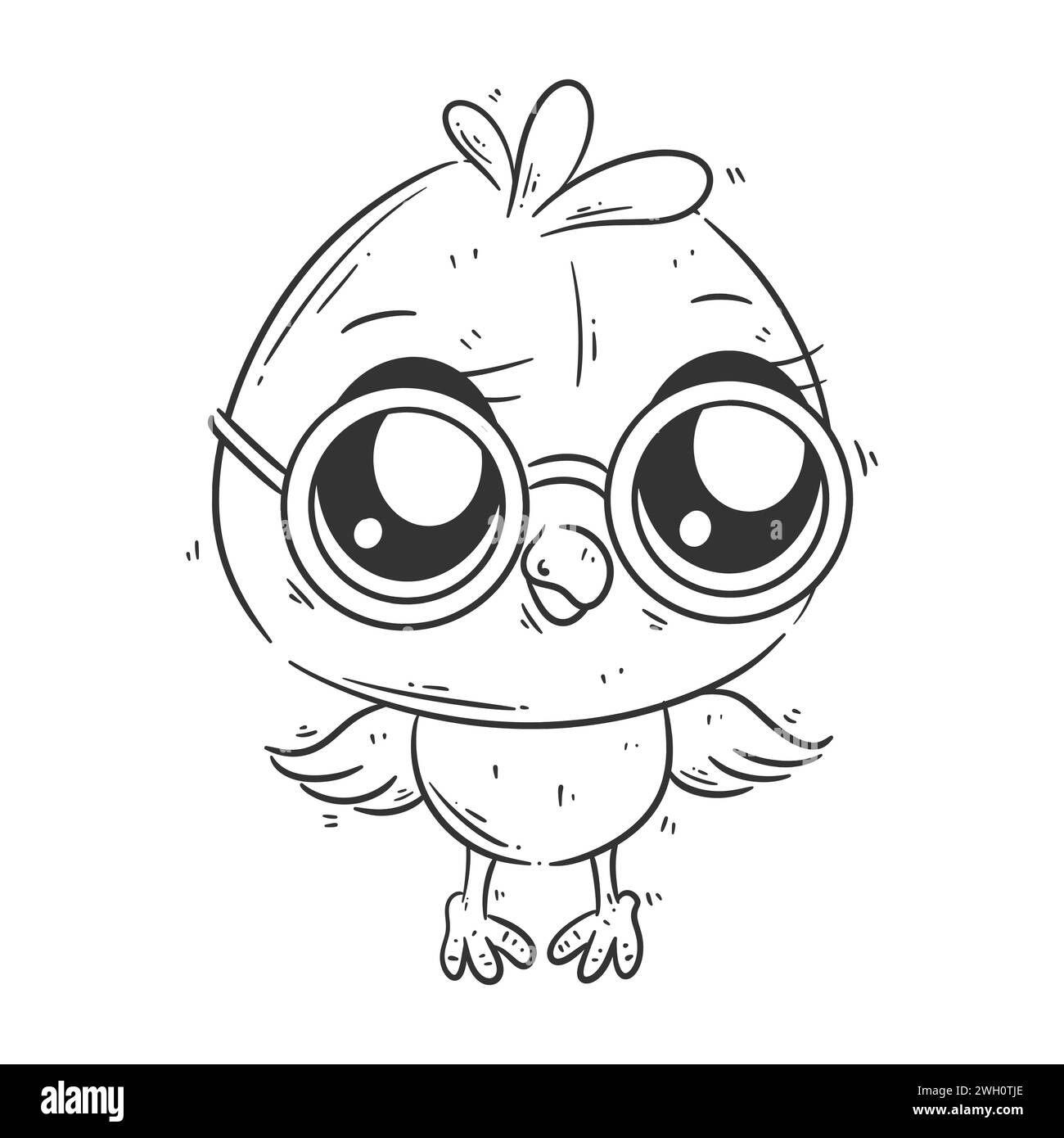 Niedlicher Vogel, der eine Brille zum Färben trägt Stock Vektor
