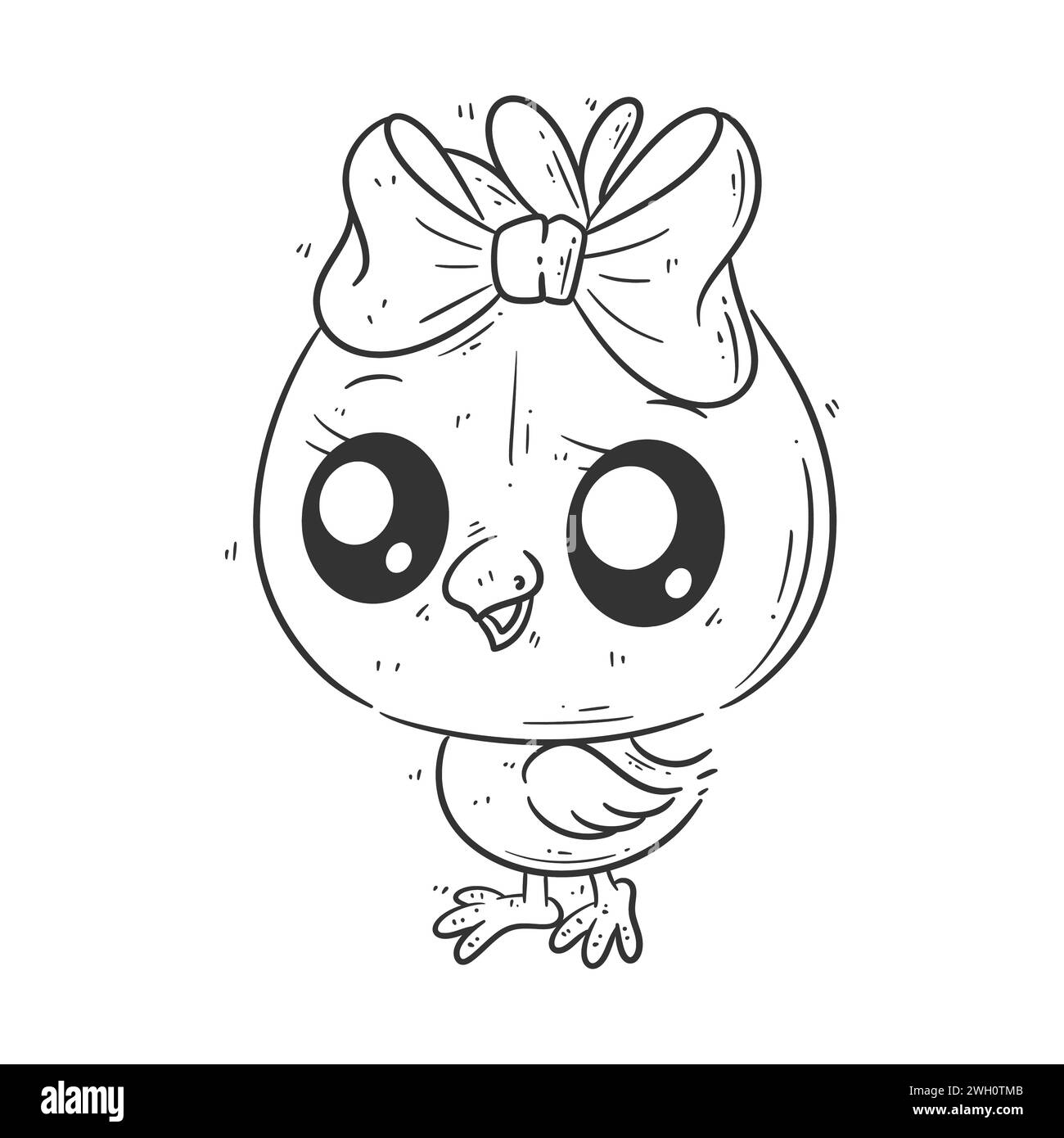 Süßer Vogel, der ein Haarband zum Färben trägt Stock Vektor