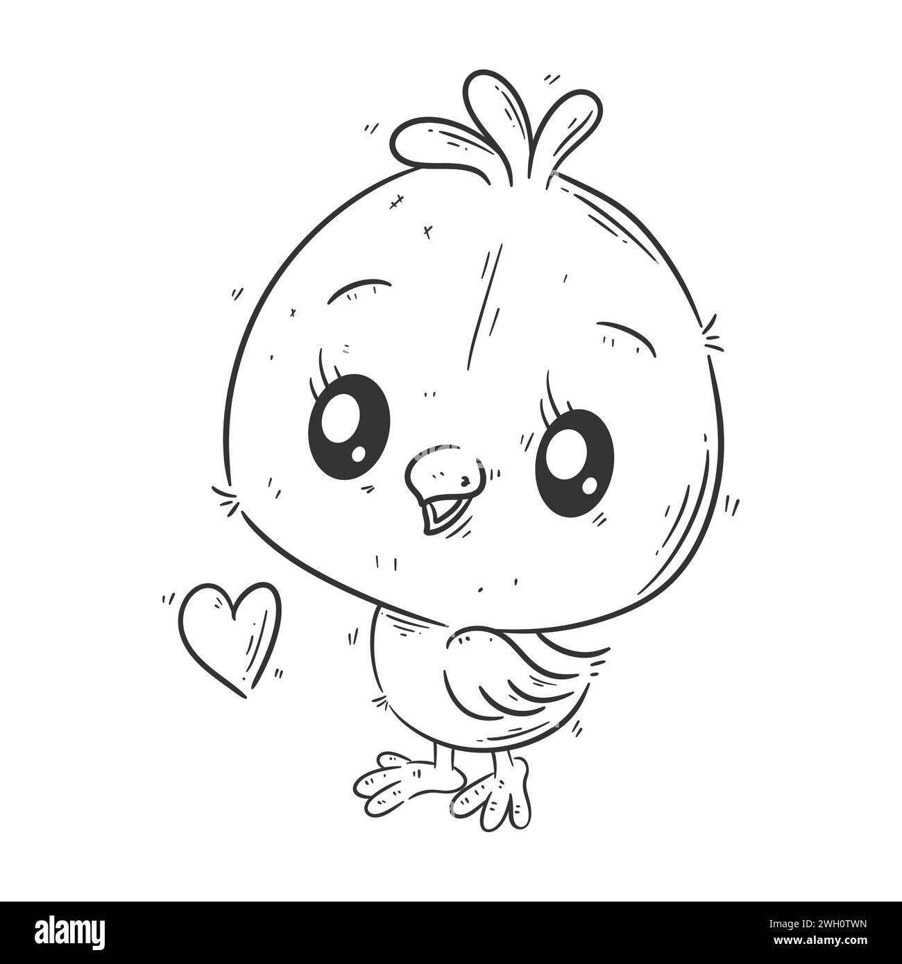 Der niedliche Vogel, der allein steht, will Liebe zum Färben schenken Stock Vektor