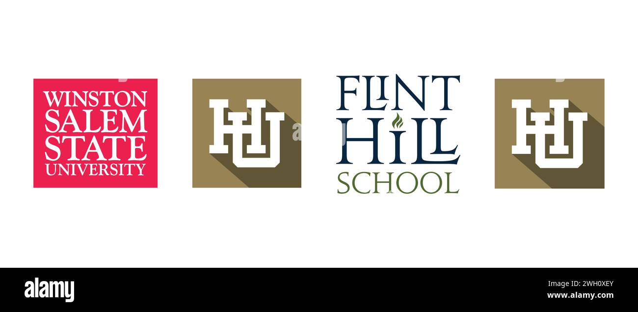 Flint Hill School, Harding University, Winston Salem State University, Harding University. Vektorillustration, redaktionelles Logo. Stock Vektor