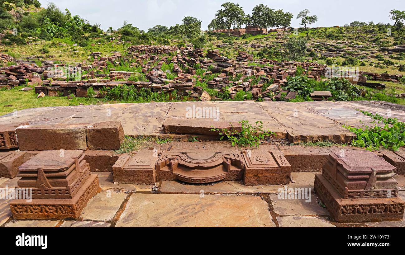 Ruinen des Shiva-Tempels, Peenjana, Baran, Rajasthan, Indien. Stockfoto