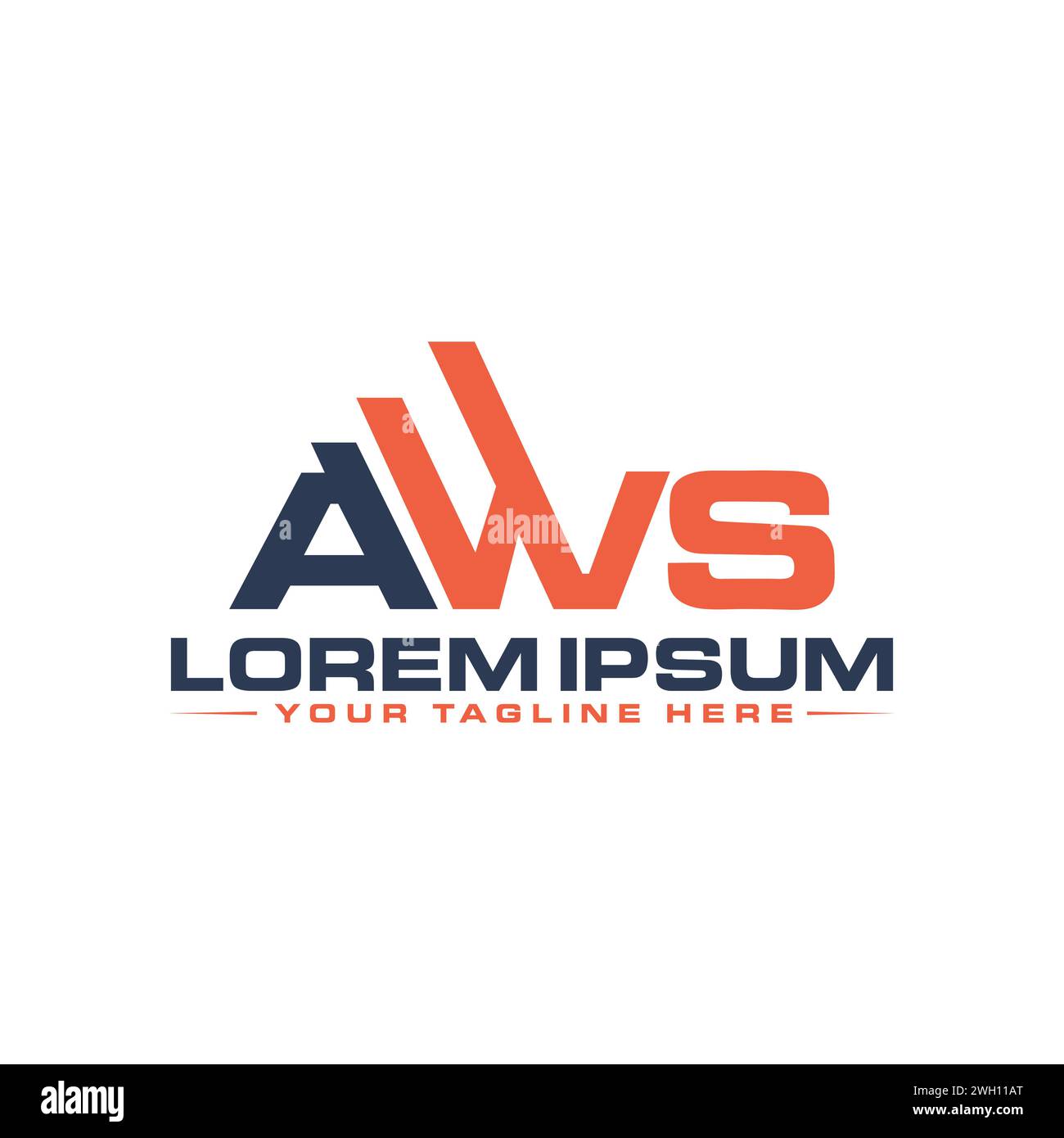 AWS Letter Logo Design. Einzigartiges und kreatives AWS-Logo-Design. Stock Vektor