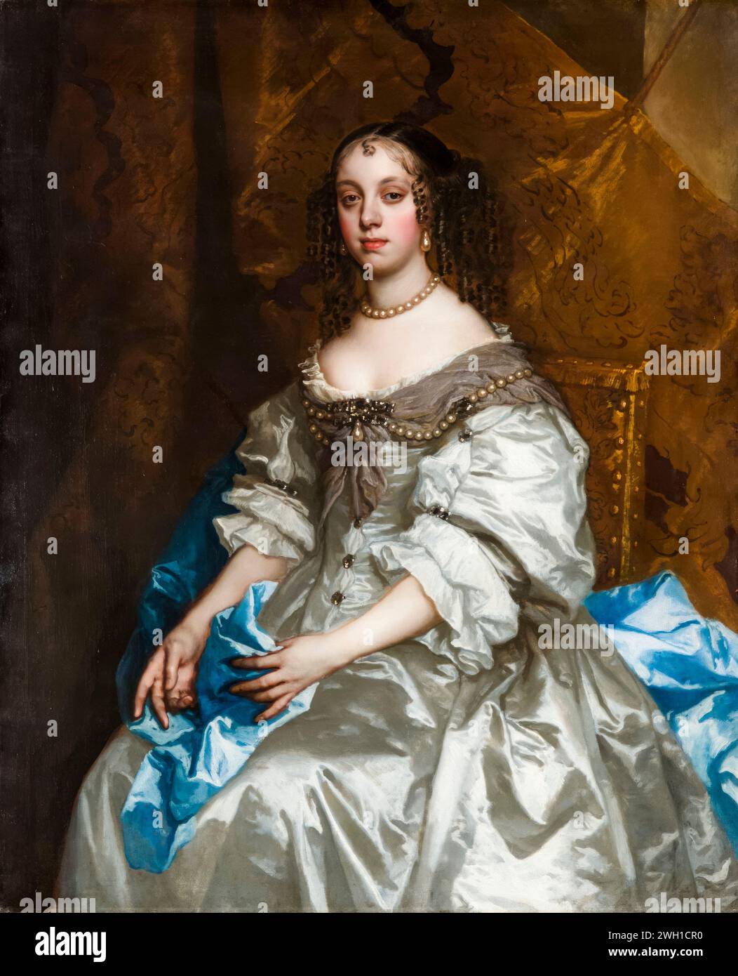 Catherine of Braganza (1638–1705), Königin von England, Schottland und Irland (1662–1685), Porträtgemälde in Öl auf Leinwand von Sir Peter Lely, 1663-1665 Stockfoto