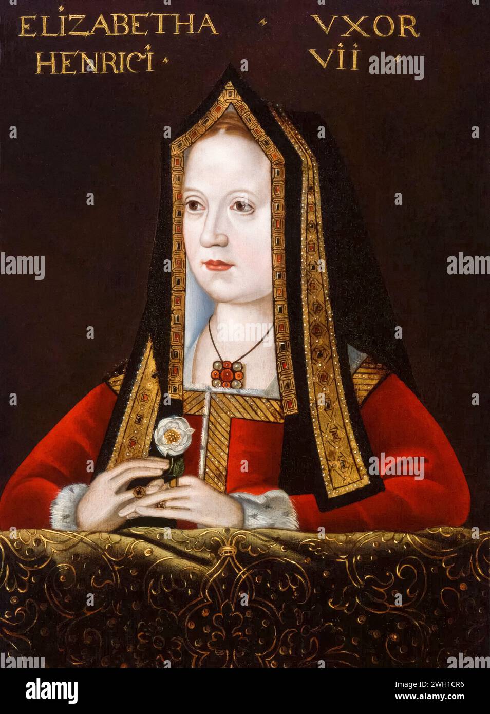 Elizabeth von York (1466–1503), Königin von England (1486–1503), Porträtgemälde in Öl auf Tafel, 1575-1599 Stockfoto