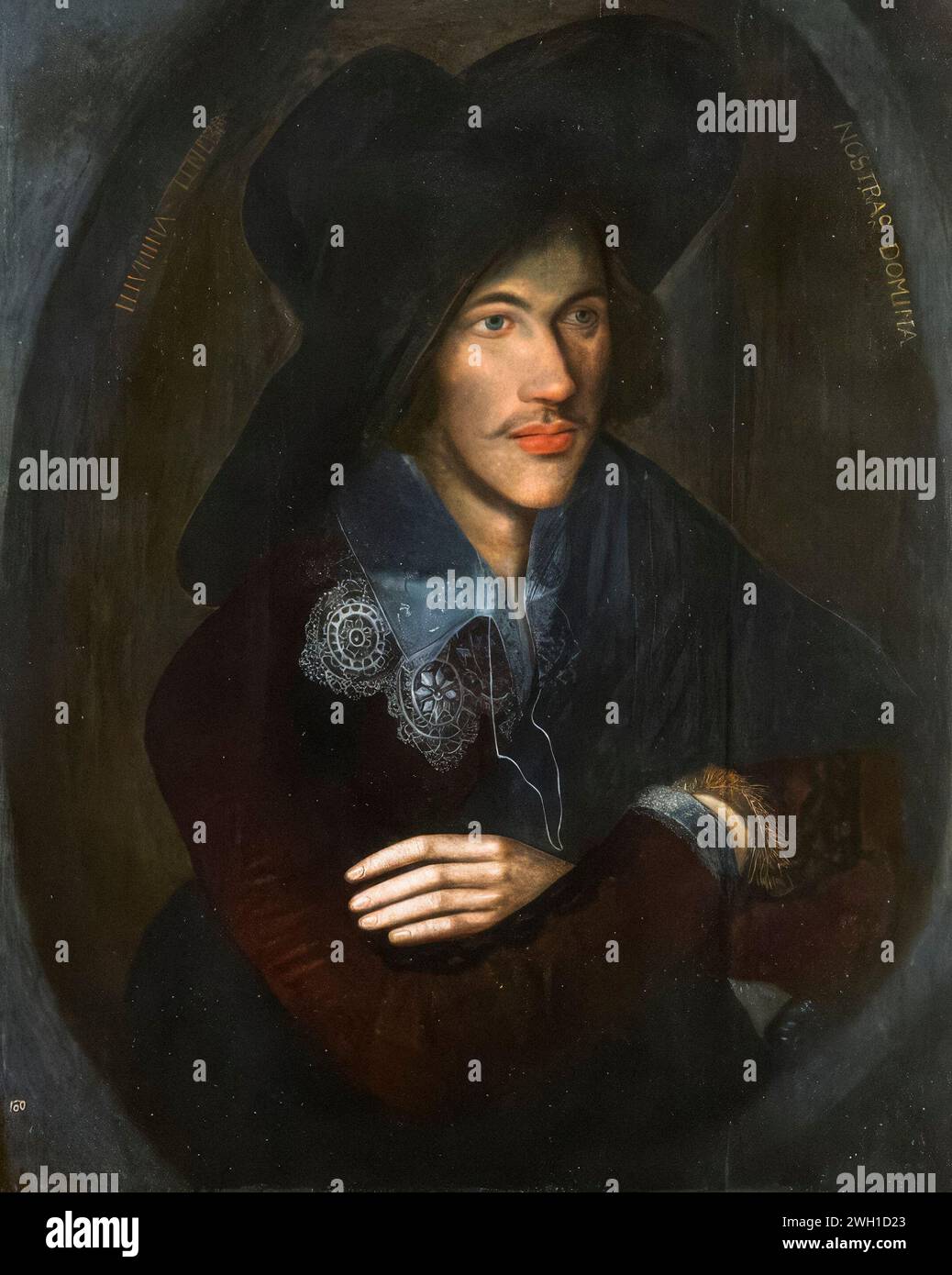 John Donne (1571 oder 1572–1631) als junger Mann. Englischer Dichter und Kleriker in der Church of England, Portraitgemälde in Öl auf Tafel, um 1595 Stockfoto
