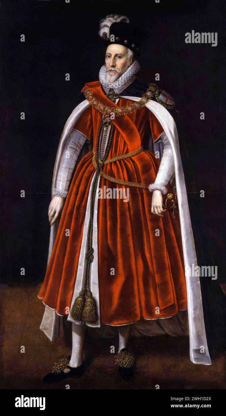Charles Howard, 1. Earl of Nottingham, 2. Baron Howard of Effingham (1536–1624), bekannt als Lord Howard of Effingham, englischer Staatsmann, Lord High Admiral Under, Elizabeth I. und James I. Kommandant der englischen Streitkräfte gegen die spanische Armada, Portraitgemälde in Öl auf Leinwand, 1602-1699 Stockfoto