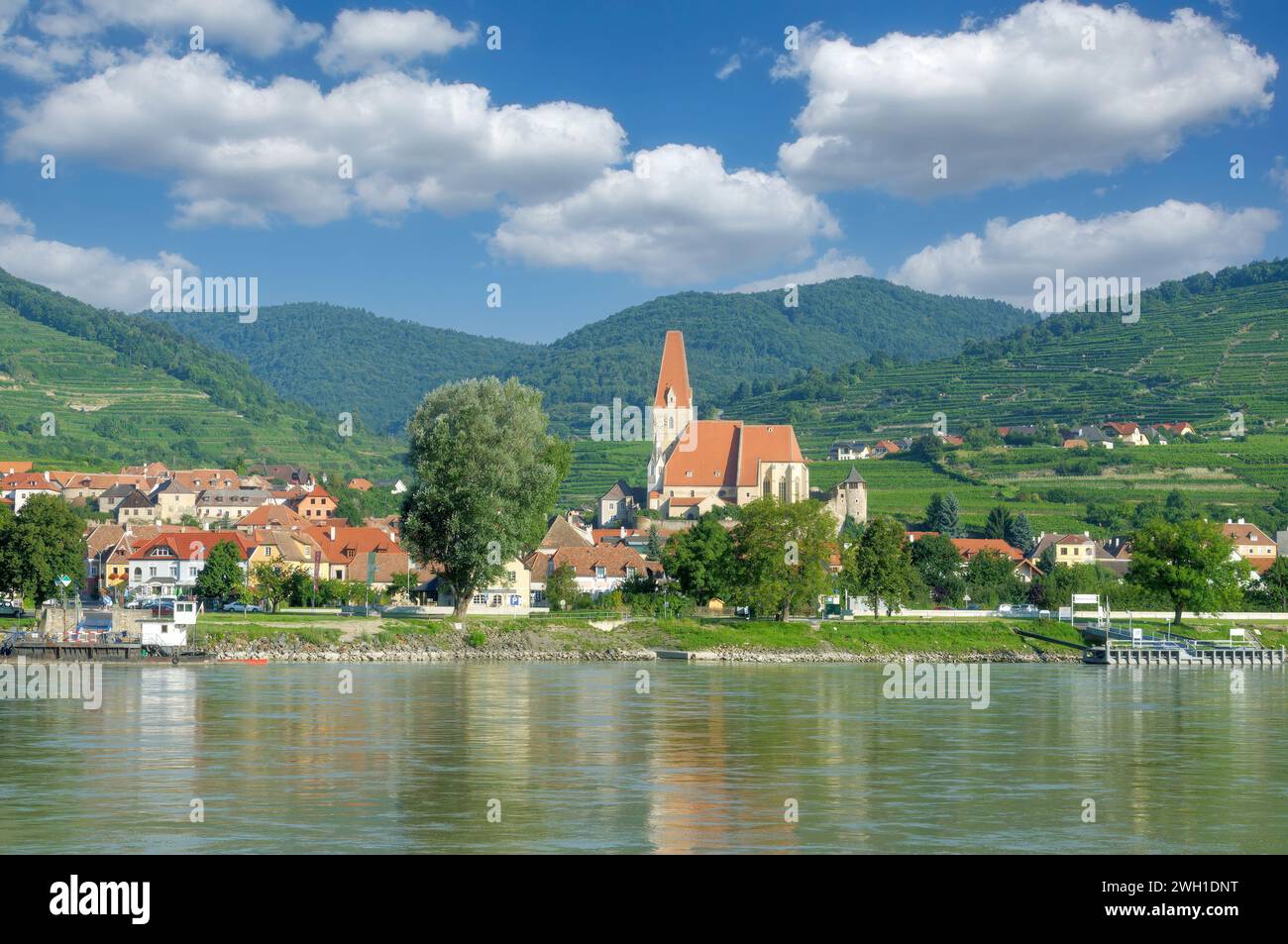 Dorf Weissenkirchen in der Wachau, Donau, Wachautal, Niederösterreich Stockfoto