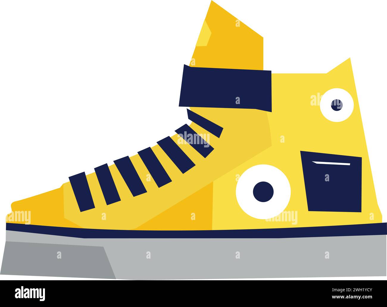 Heben Sie Ihre Designs mit dem gelben Sneaker-Symbol auf – einem Symbol für Stil und Komfort. Perfekt für Mode, Fitness und moderne Ästhetik. Stock Vektor