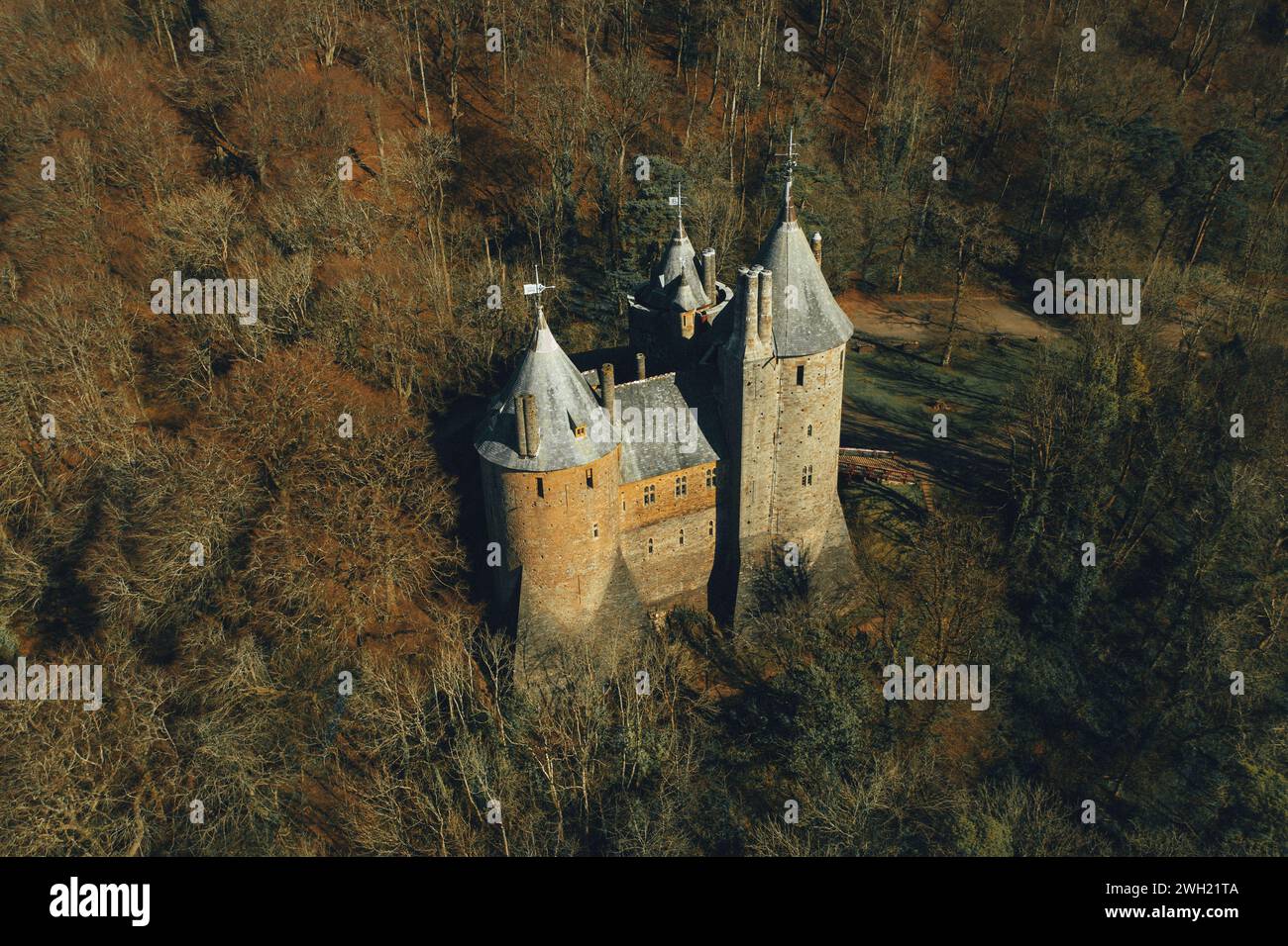 Das fantastische Castell Coch (Rotes Schloss). Stockfoto
