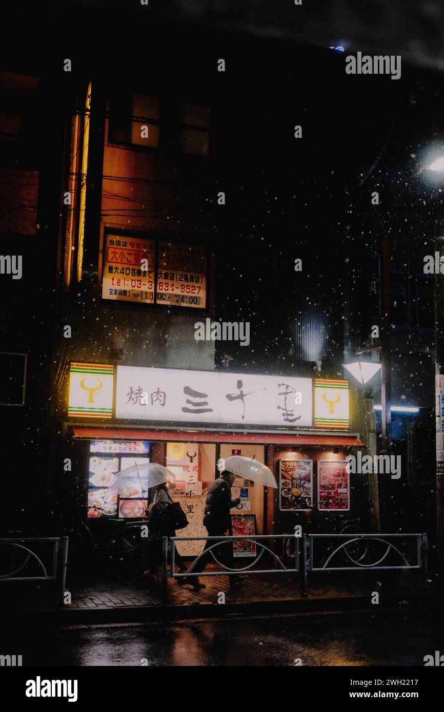 Nachtleben in Tokio, Nachtmarkt, Street Food, japanisches Essen, Tokio, Japan Stockfoto