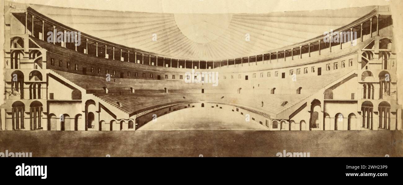 Abschnitt des Kolosseums, im Amphitheater, Rom, Italien 1880er Jahre Stockfoto