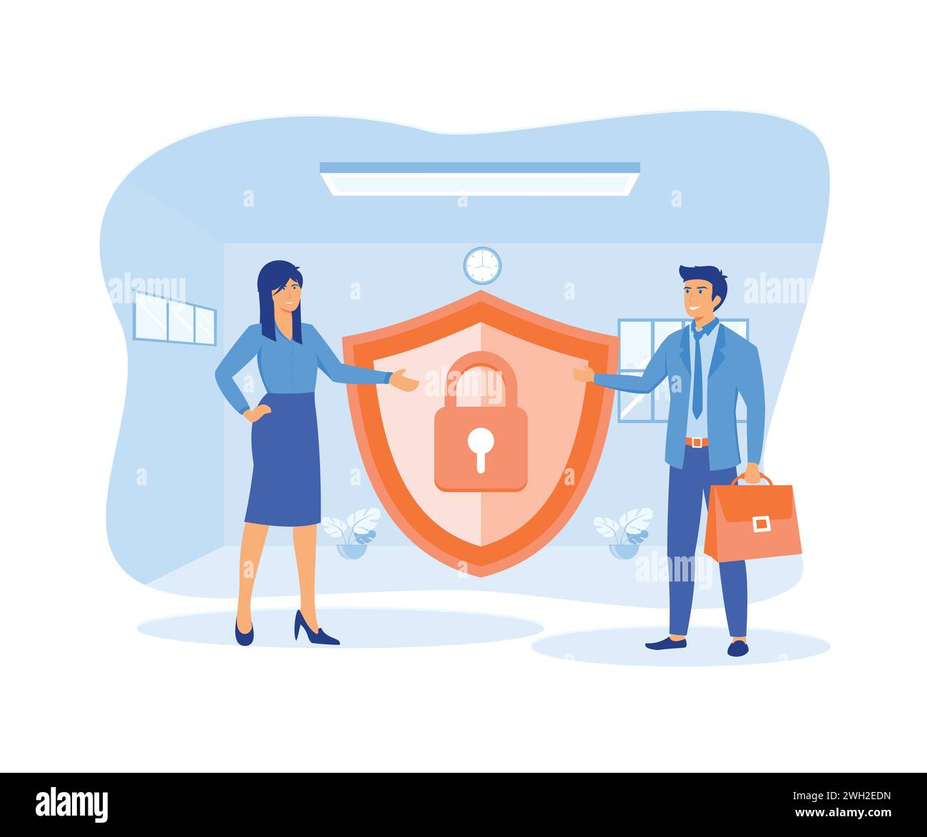 Die Europäische Kommission stärkt und vereinheitlicht den Schutz personenbezogener Daten. Kontrolle über ihre persönlichen Datenvektoren. Moderne Illustration des flachen Vektors Stock Vektor