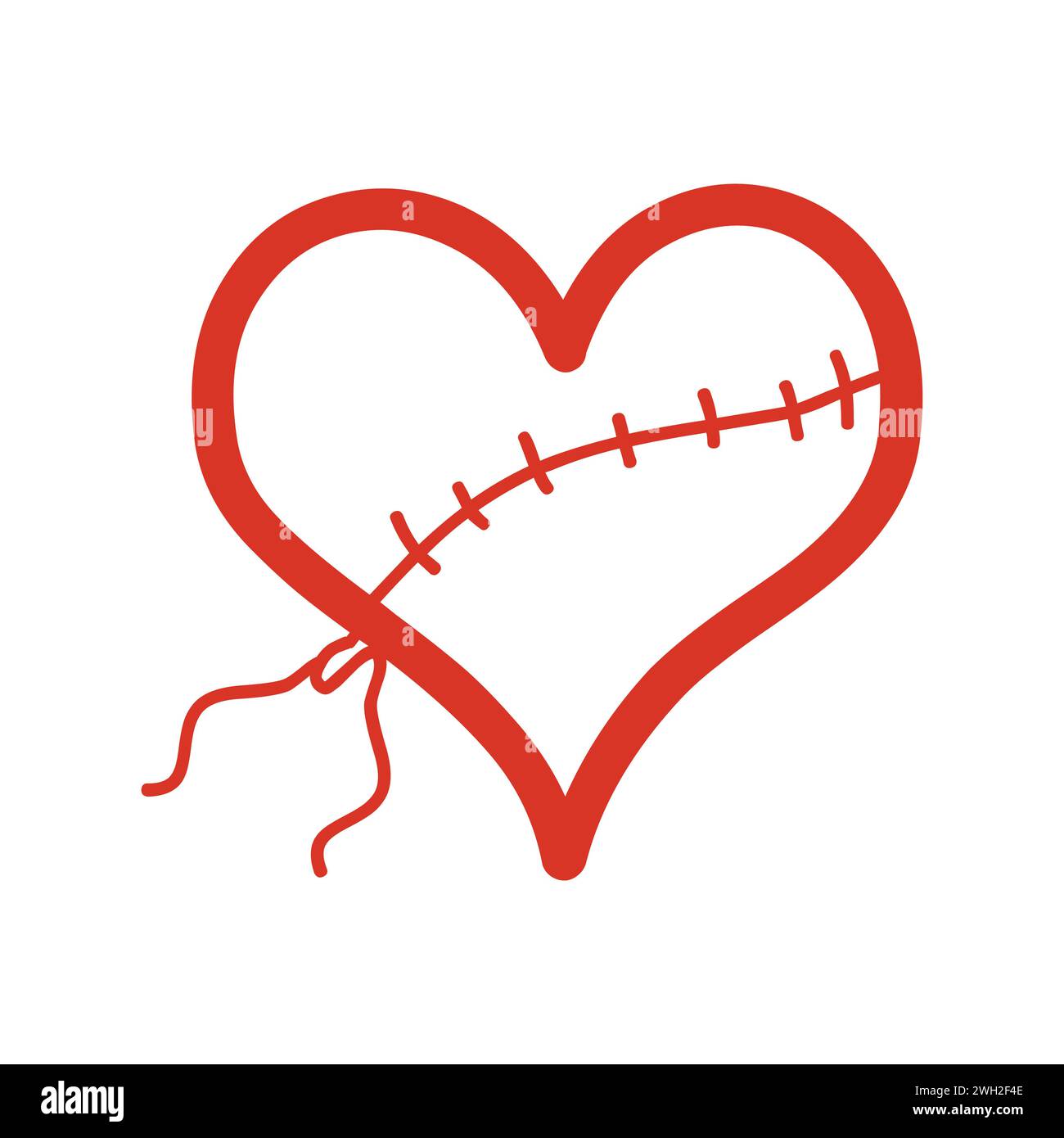 Mit Dem Roten Doodle Heart-Symbol Vernäht Stock Vektor