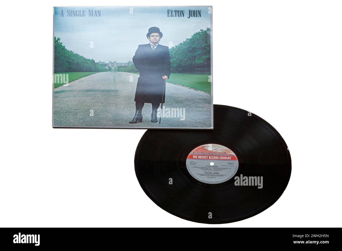 Elton John A Single man Vinyl-Album-Cover isoliert auf weißem Hintergrund - 1978 Stockfoto