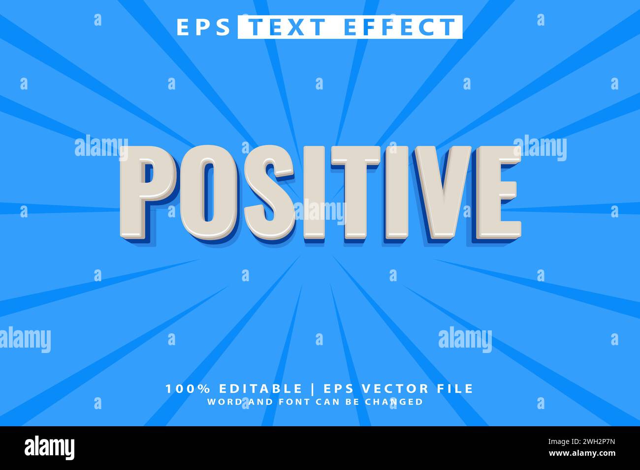 Positiver 3D-Texteffekt, bearbeitbarer Texteffekt. Stock Vektor