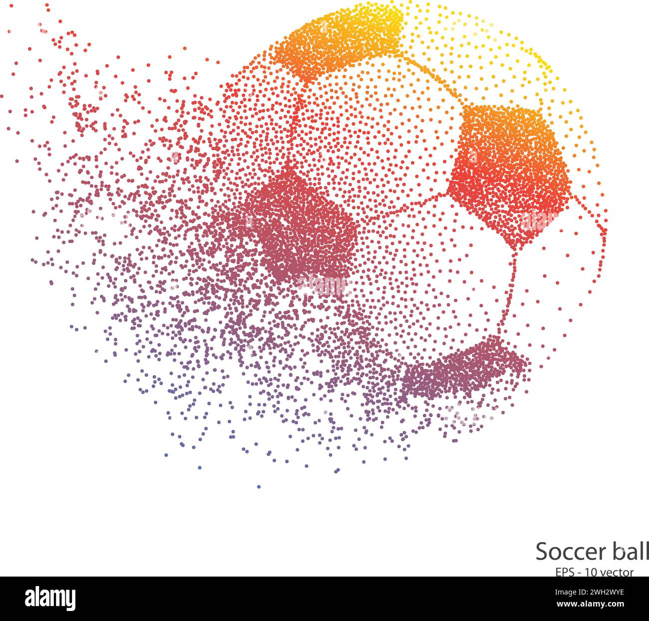 Dots Fußball .Explosive Fußball. Vektorsport-Illustration des fliegenden Fussballs. Stock Vektor