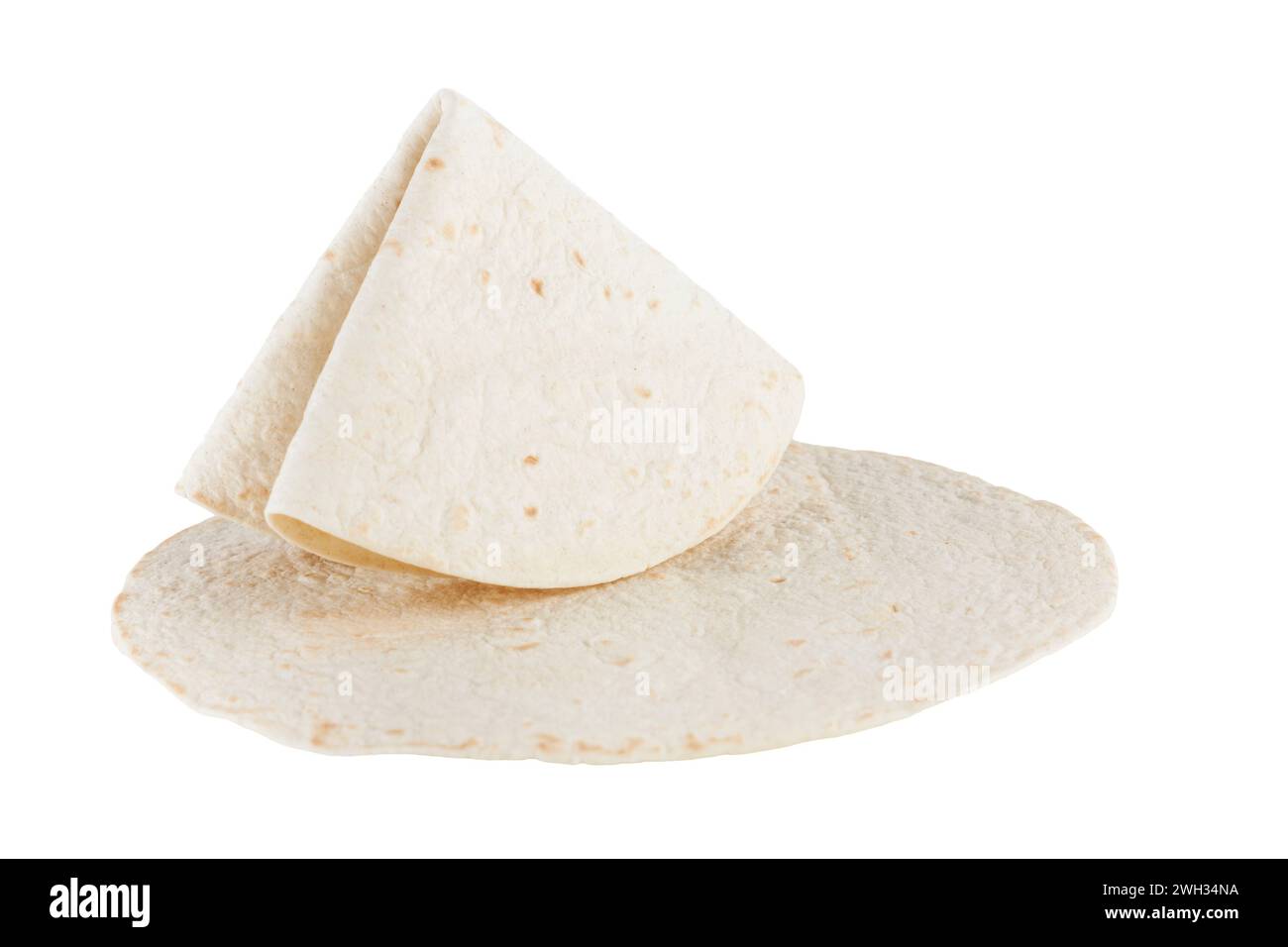 Tortillas isoliert auf weißem Hintergrund Stockfoto