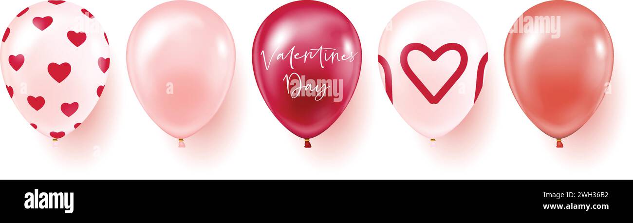 Ballonset mit Valentinstag-Druck. Stock Vektor