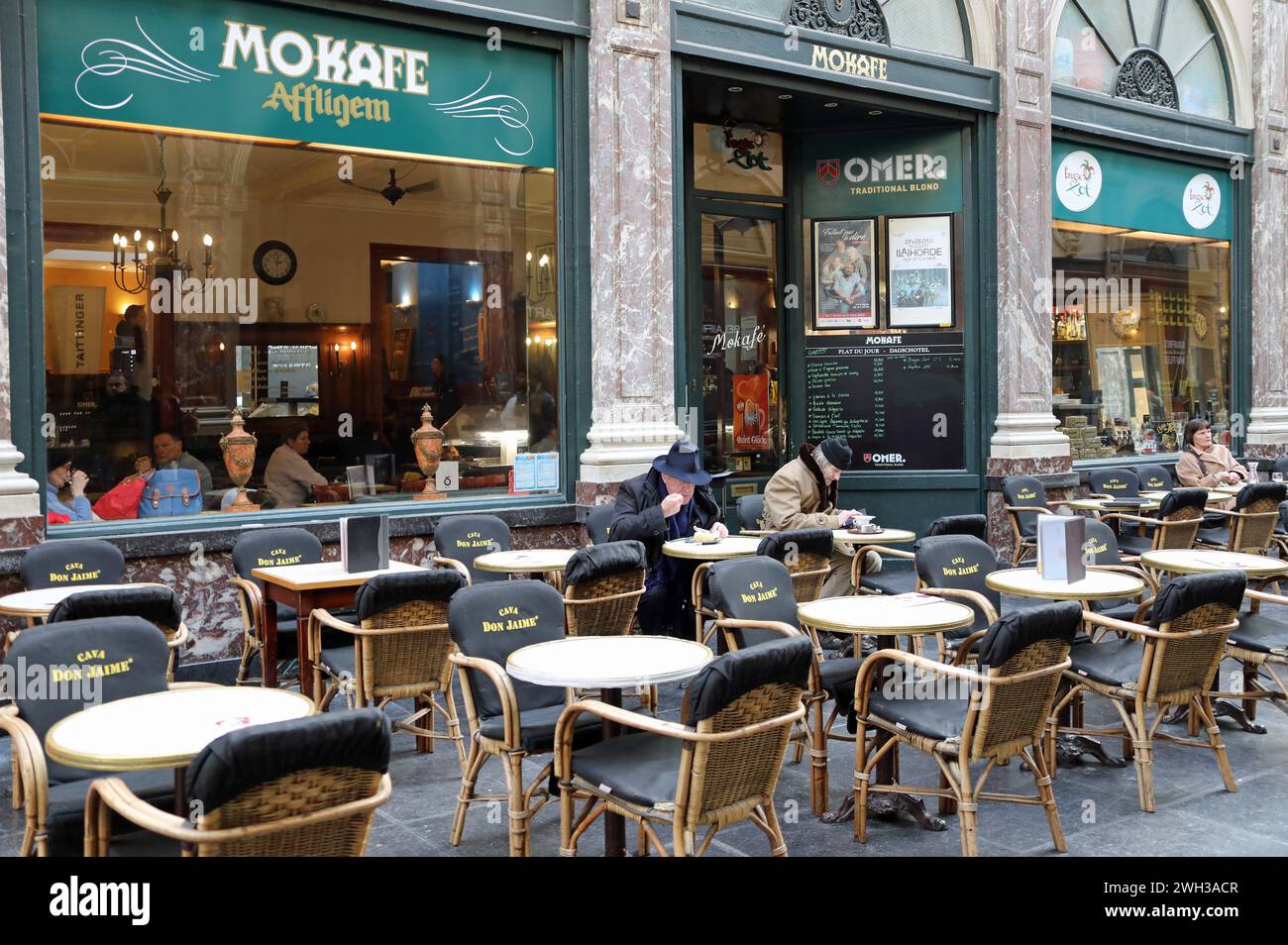 Mokafe Taverne in den historischen Royal Saint Hubert Galleries in Brüssel Stockfoto