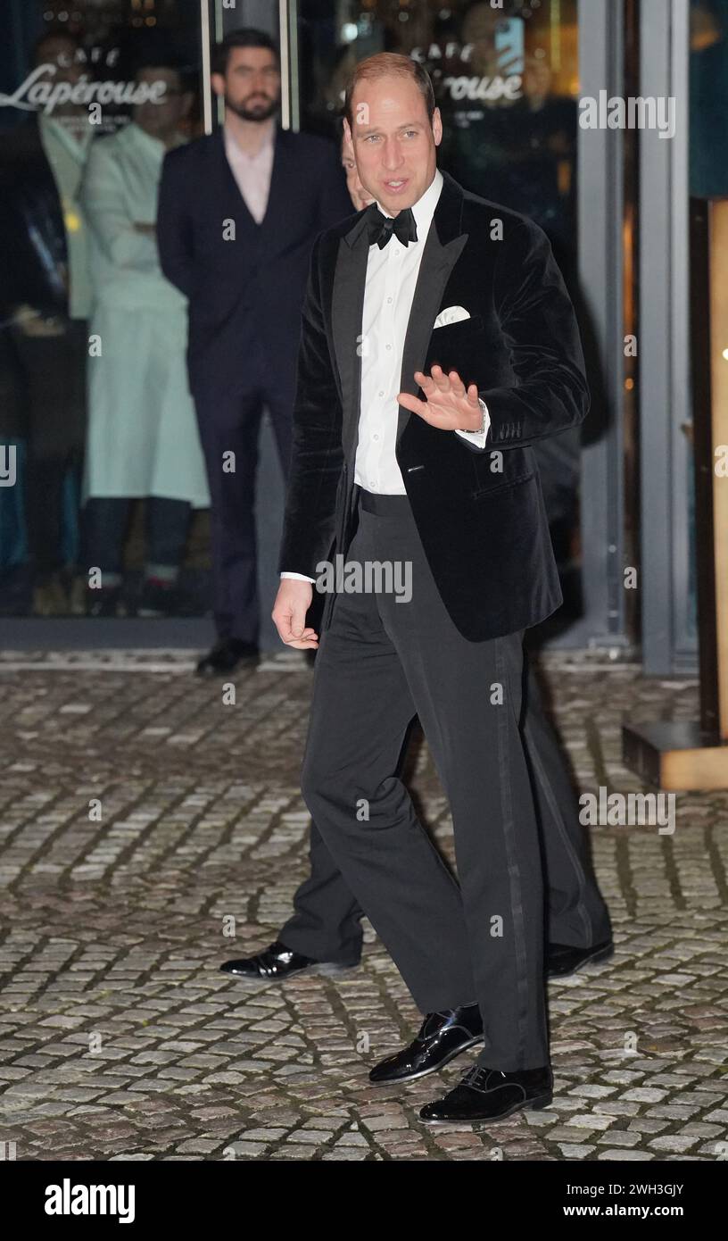 Der Prince of Wales, Schirmherr der Londoner Air Ambulance Charity, nimmt an der Gala der Londoner Air Ambulance Charity im Raffles London im OWO in der Horseguards Avenue, London Teil. Bilddatum: Mittwoch, 7. Februar 2024. Stockfoto