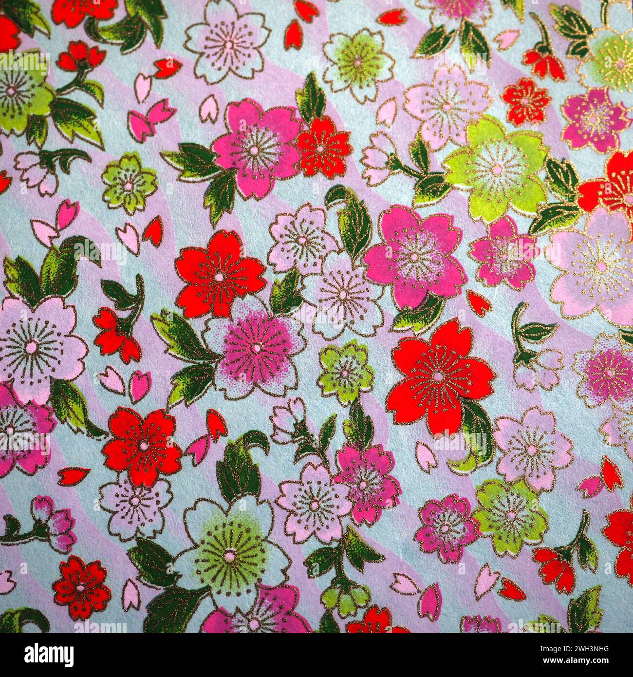 Traditionelle japanische Muster - Blumen- und Frühlingsmotive Stockfoto