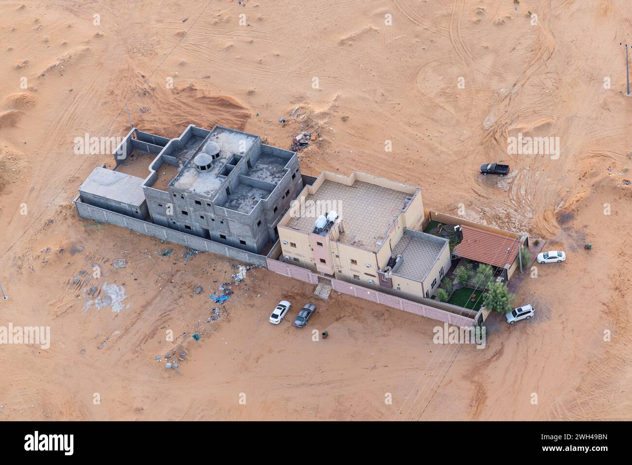 Naher Osten, Saudi-Arabien, Medina, Al-Ula. November 2023. Private Wohnanlage in der saudischen Wüste. Stockfoto