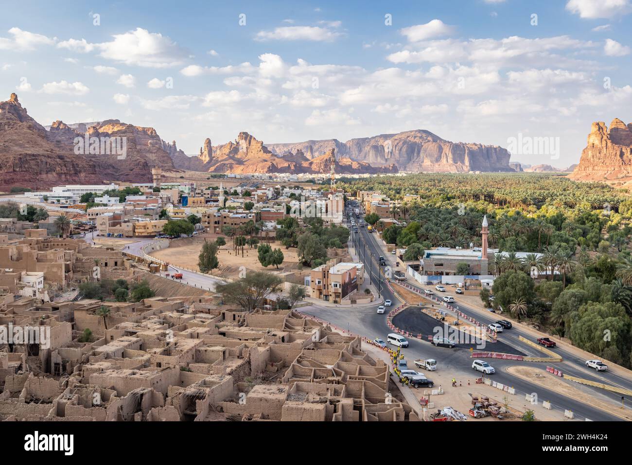 Naher Osten, Saudi-Arabien, Medina, Al-Ula. Alte Ruinen in der Altstadt von Al-Ula. Stockfoto