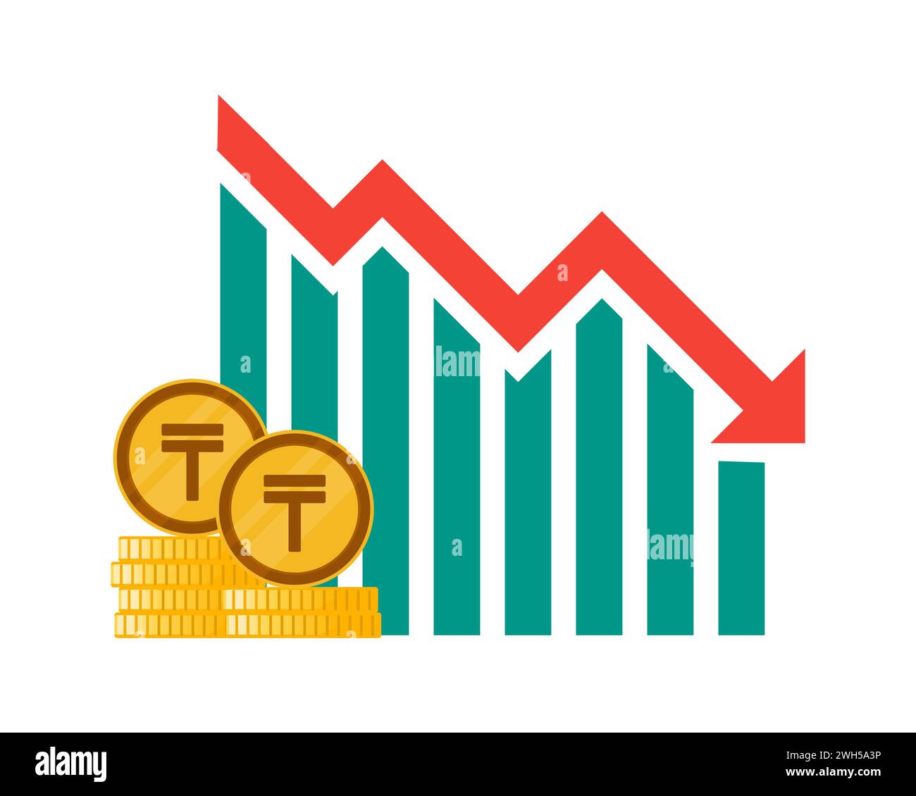 Kasachischer Tenge-Wechselkursrückgang Stock Vektor