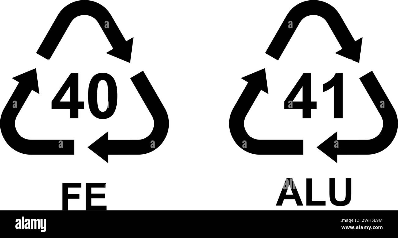 Recycling-Codes für alle Arten von Materialien Stock Vektor