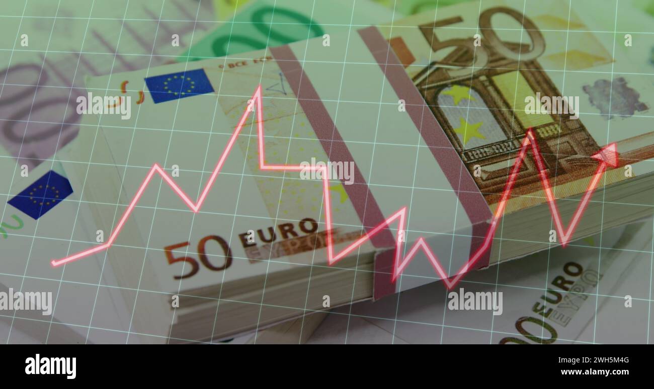 Abbildung der Diagramme über Euro-Banknoten Stockfoto