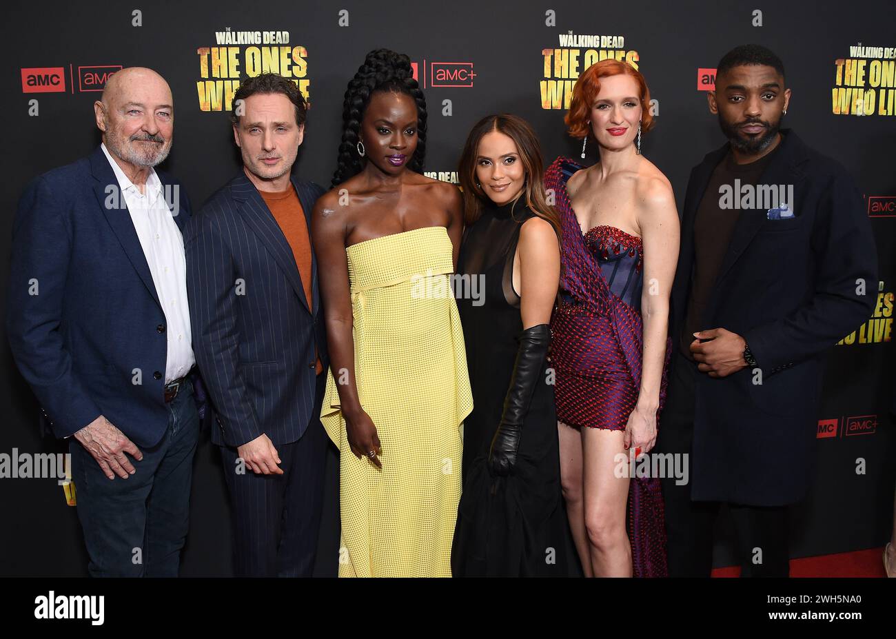 Los Angeles, USA. Februar 2024. Terry O’Quinn, Andrew Lincoln, Danai Gurira, Lesley-Ann Brandt, Breeda Wool und Craig Tate kamen am 7. Februar 2024 im Linwood Dunn Theater in Los Angeles, Kalifornien, an der Veranstaltung „The Walking Dead: The Ones Who Live“ an. © Lisa OConnor/AFF-USA.com Credit: AFF/Alamy Live News Stockfoto