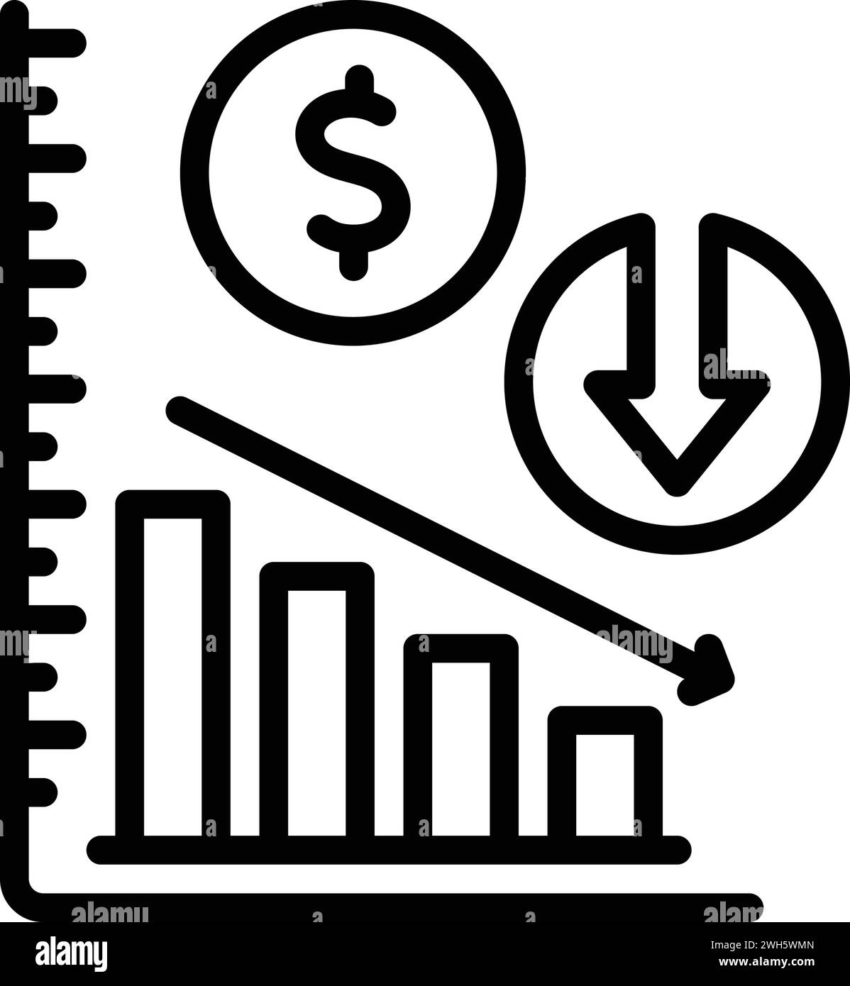 Symbol für „Absenken“, „verringert“ Stock Vektor