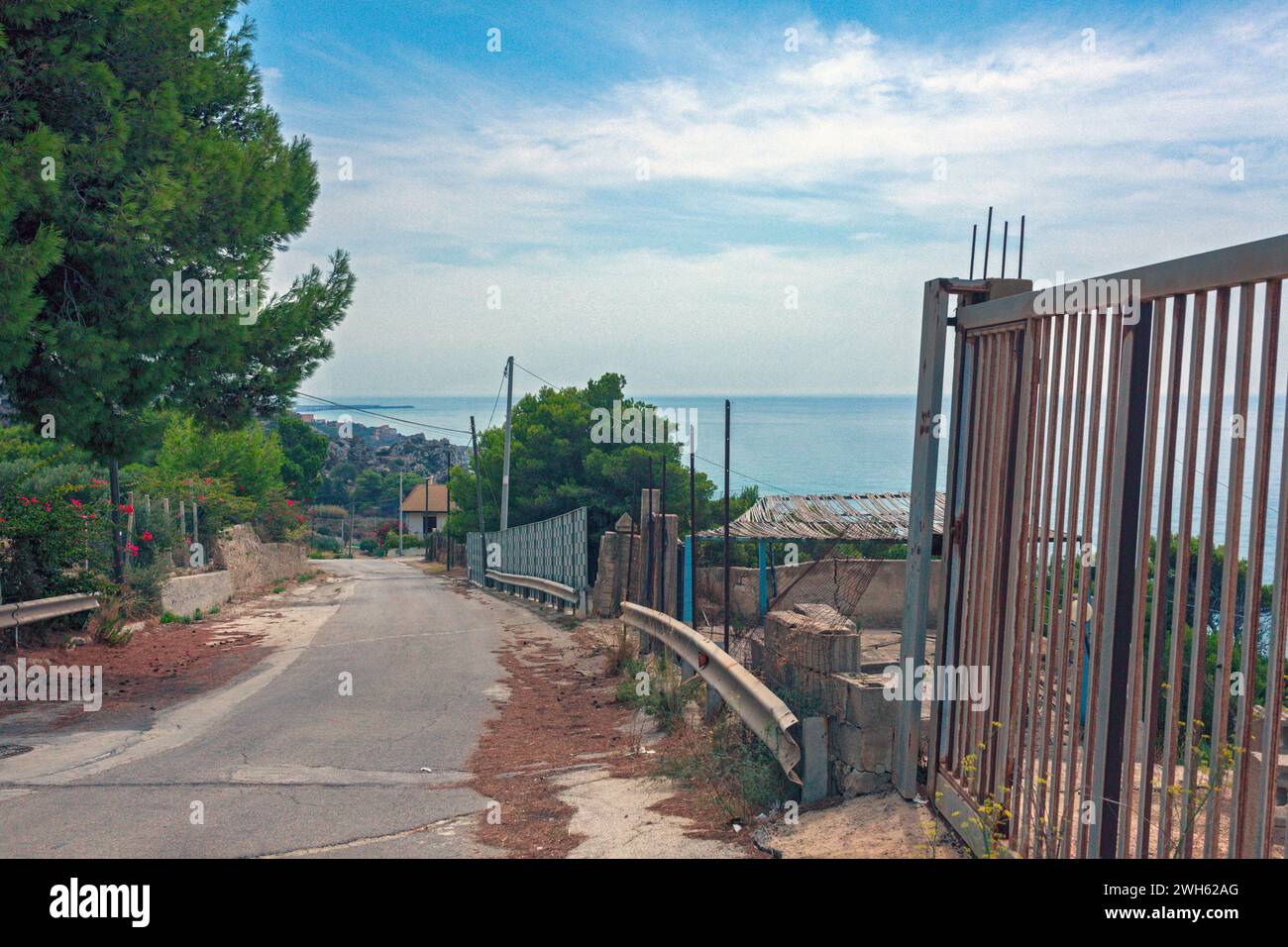 Blick auf die Straße von Rosolini, Sizilien Stockfoto