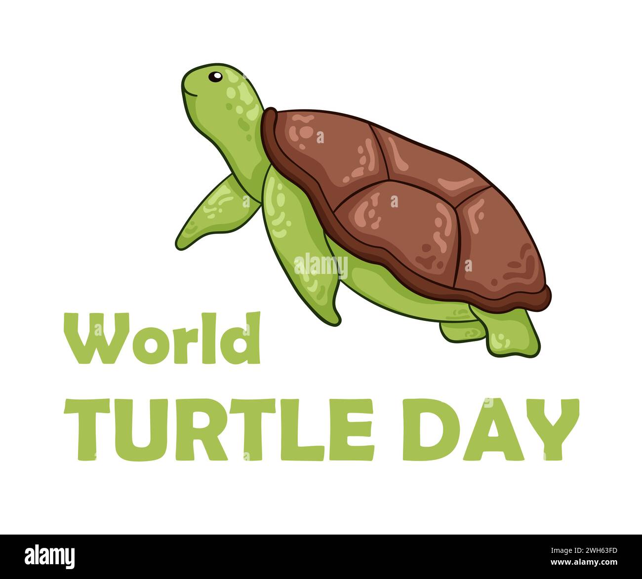World Turtle Day, 23. Mai in schlichtem Cartoon, flacher Stil. Design-Banner für soziale Medien, Karten, Post. Vektorillustration auf weißem Hintergrund isoliert. Stock Vektor