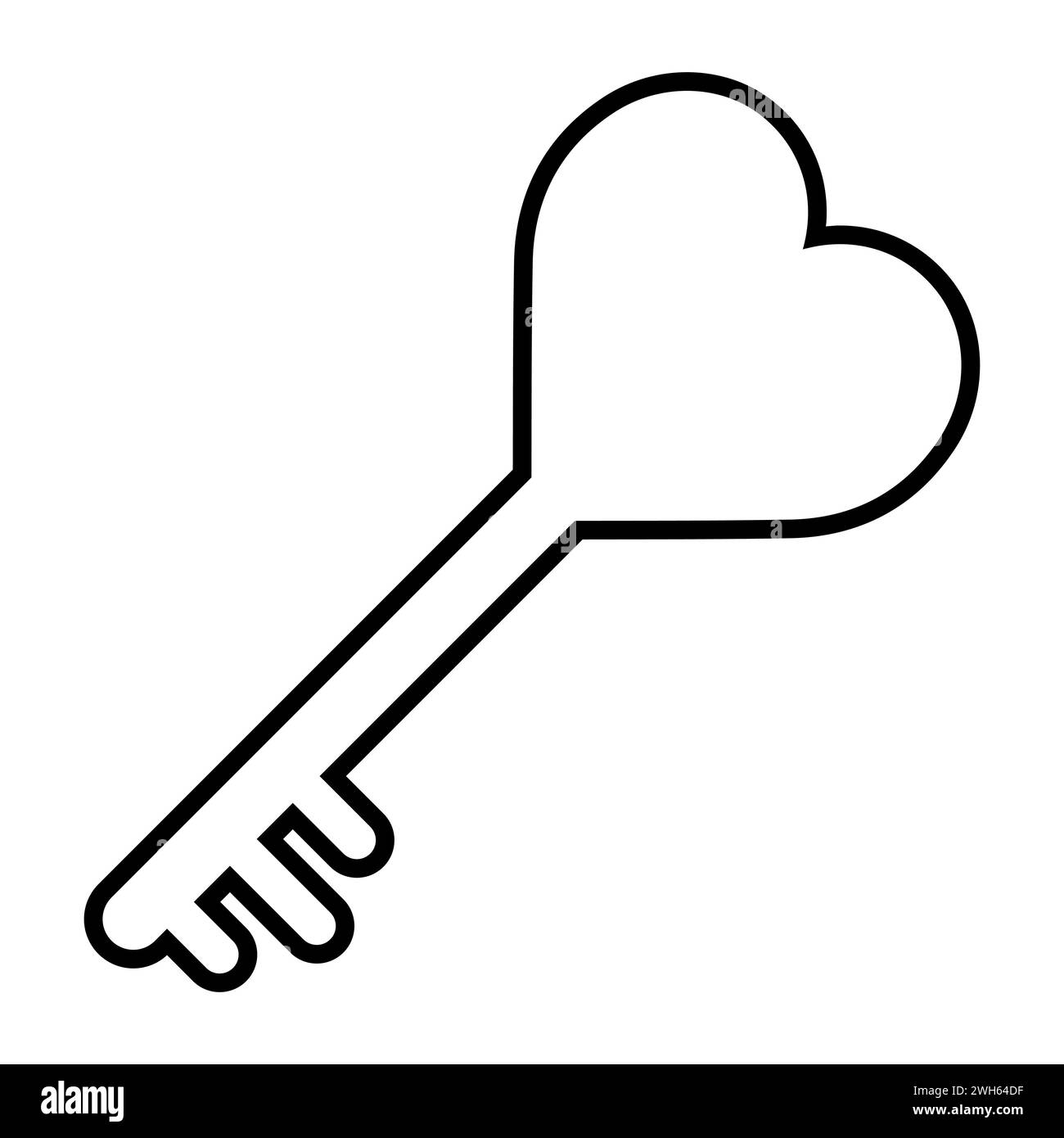 Schlüssel zur Liebe und zur Familie, herzförmiger Schlüssel Stock Vektor