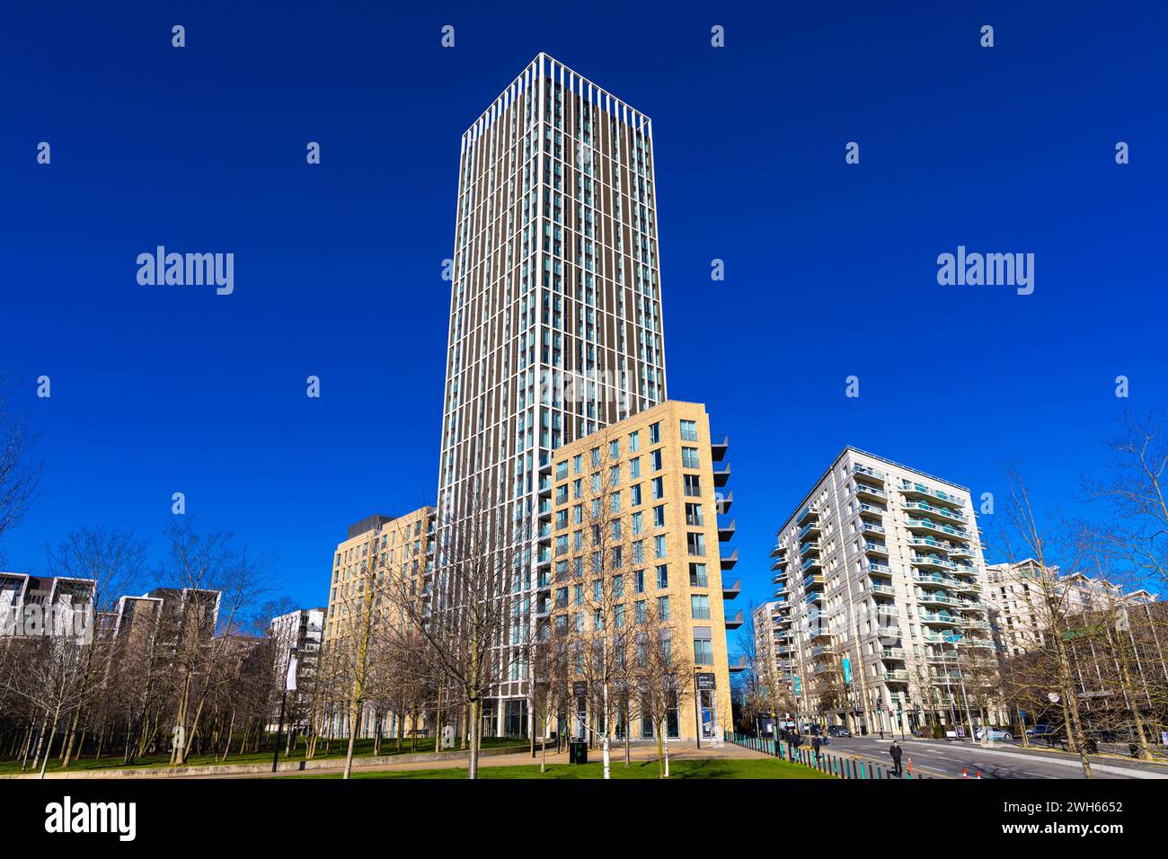 Wohnhaus Insignia Point in East Village, Stratford, England Stockfoto