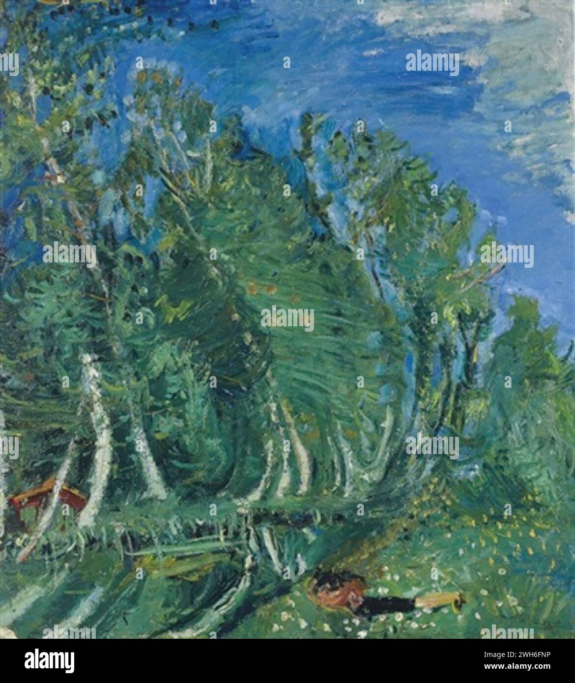 Chaim Soutine, (1893–1943), russisch-französisch, Expressionismus Paysage avec personnage couché à Champigny (Landschaft mit liegender Figur in Champigny) Stockfoto