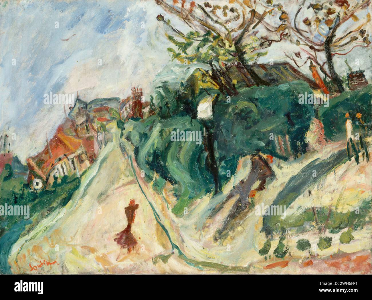 Chaim Soutine, (1893–1943), Russisch-Französisch, Expressionismus Paysage avec Personnage (Landschaft mit Charakter) Stockfoto
