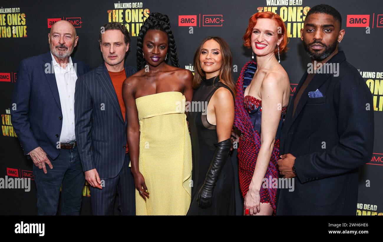 Hollywood, Usa. Februar 2024. HOLLYWOOD, LOS ANGELES, KALIFORNIEN, USA - FEBRUAR 07: Terry O'Quinn, Andrew Lincoln, Danai Gurira, Lesley-Ann Brandt, Breeda Wool und Craig Tate kommen zur Los Angeles Premiere von AMC's The Walking Dead: the Ones Who Live' Staffel 1 fand am 7. Februar 2024 im Linwood Dunn Theater im Pickford Center for Motion Picture Study in Hollywood, Los Angeles, Kalifornien, USA statt. (Foto: Xavier Collin/Image Press Agency) Credit: Image Press Agency/Alamy Live News Stockfoto